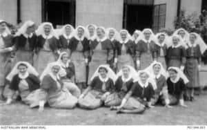 Group portrait of the nursing staff of 2/13th Australian General Hospital.