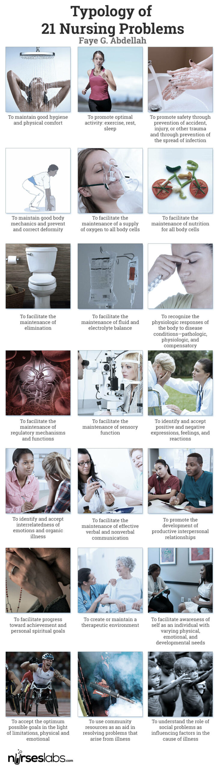 Faye Abdellah's Typology of 21 Nursing Problems. Click to enlarge. 