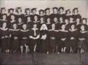 Class photo during her graduation at St. John's University in Brooklyn, New York