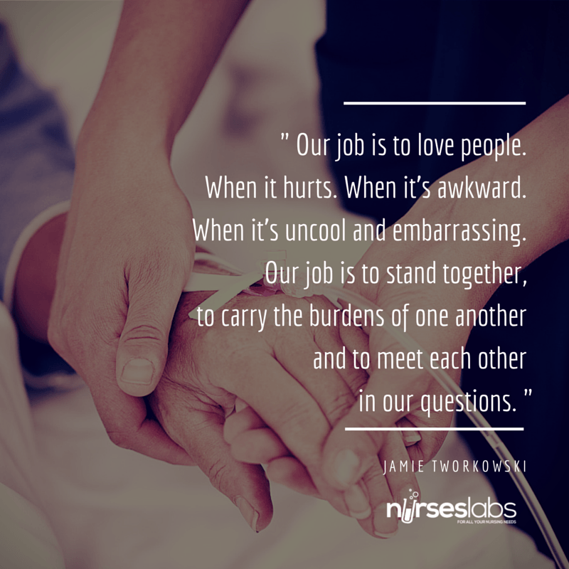 #17 Our job is to love people. When it hurts. When it’s awkward. When it’s uncool and embarrassing. Our job is to stand together, to carry the burdens of one another and to meet each other in our questions. – Jamie Tworkowksi
