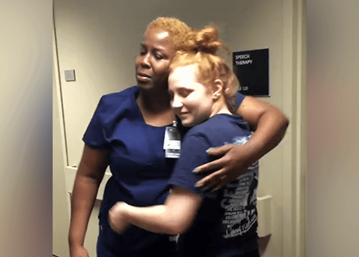 After being paralyzed, girl surprises her nurse by walking.