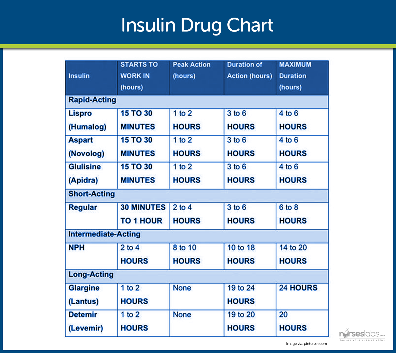 Insulin Drug Chart for Nurses